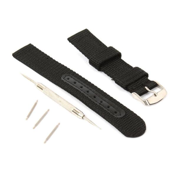 ナイロン製 腕時計 バンド ベルト 18mm ストラップ ブラック