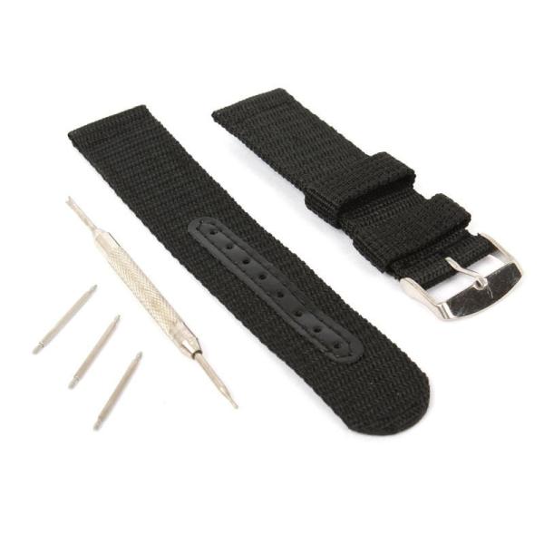 ナイロン製 腕時計 バンド ベルト 22mm ストラップ ブラック