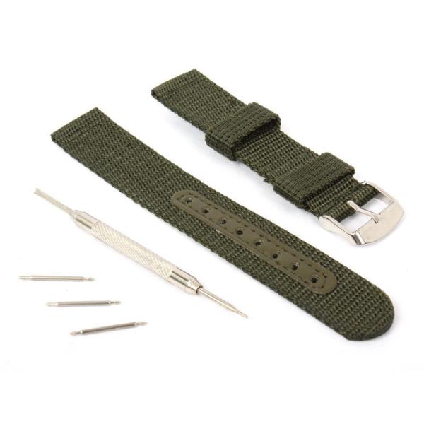 ナイロン製 腕時計 バンド ベルト 20mm ストラップ グリーン