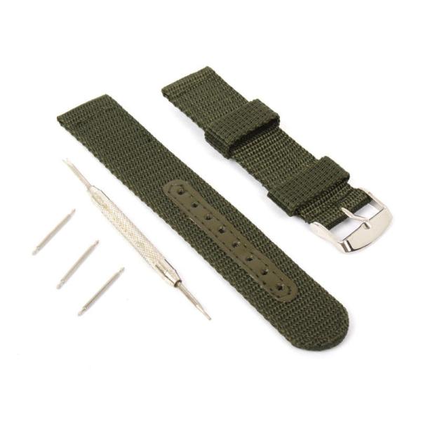 ナイロン製 腕時計 バンド ベルト 22mm ストラップ グリーン