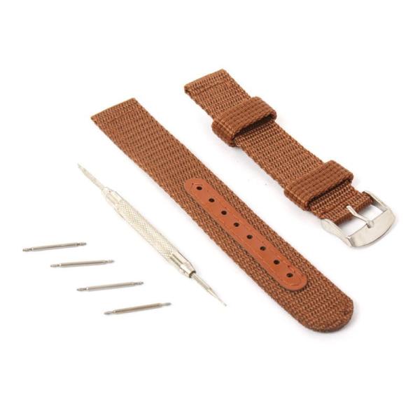 ナイロン製 腕時計 バンド ベルト 18MM ストラップ ブラウン