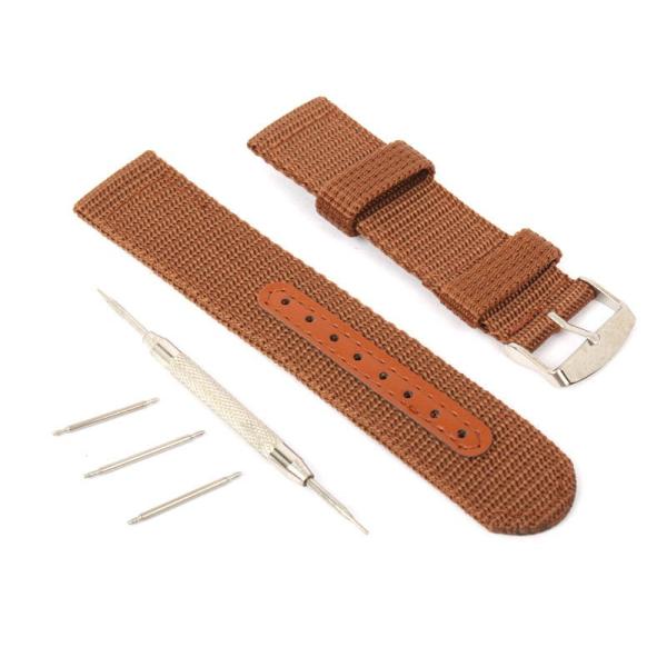 ナイロン製 腕時計 バンド ベルト 22mm ストラップ ブラウン