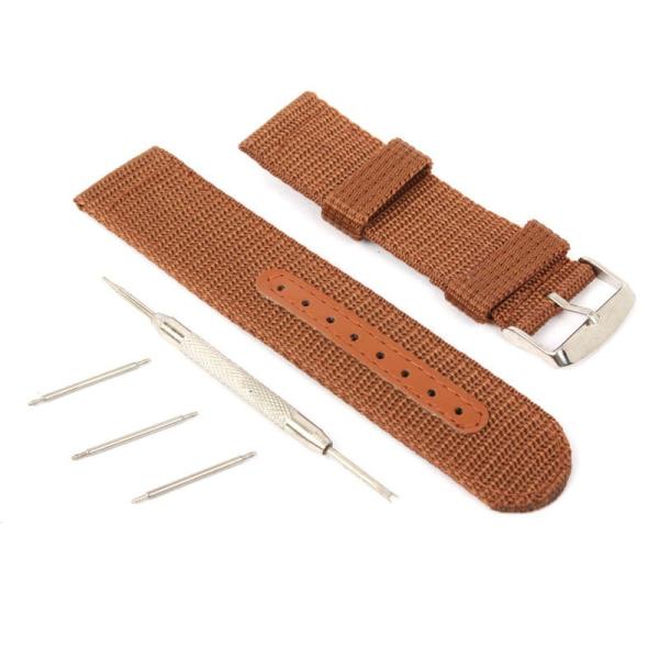 ナイロン製 腕時計 バンド ベルト 24mm ストラップ ブラウン