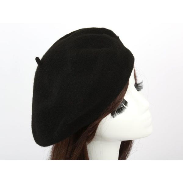 男女兼用 ベレー帽子 四季対応 ウール混 ニット帽子#ブラック