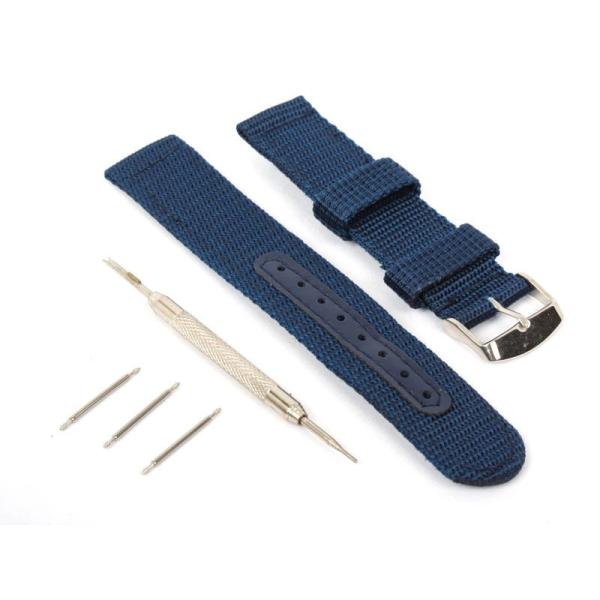 ナイロン製 腕時計 バンド ベルト 20mm ストラップ ブルー