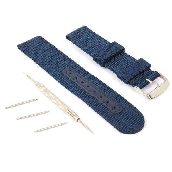 ナイロン製 腕時計 バンド ベルト 22mm ストラップ ブルー