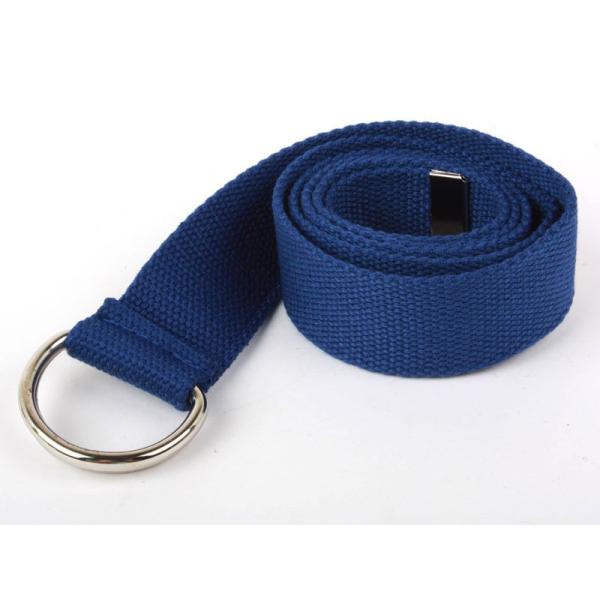 無地ダブルリングベルト キャンバス製ベルト 110cm#ブルー