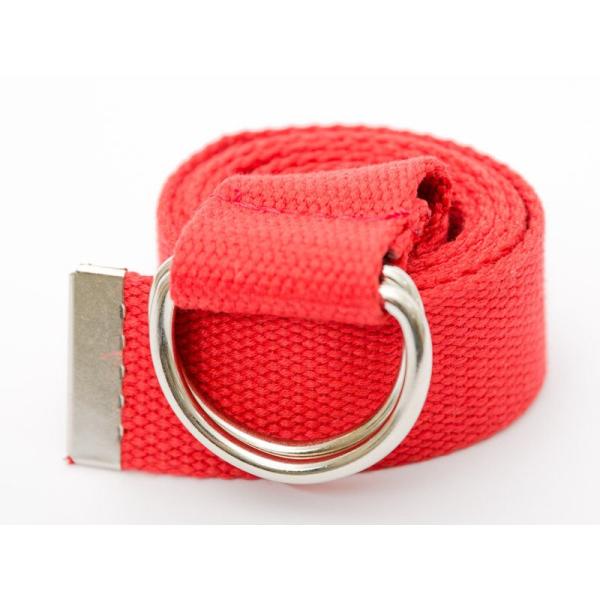 無地カラー ダブルリングベルト キャンバス製 110cm#レッド
