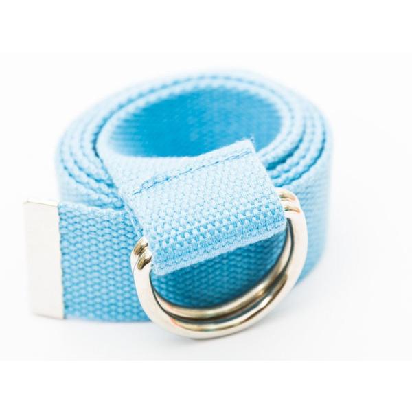 無地カラー ダブルリングベルト キャンバス製 110cm#スカイブルー
