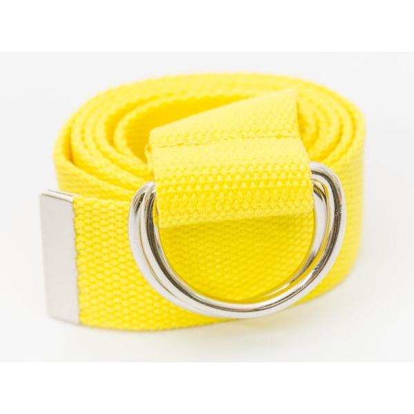 無地カラー ダブルリングベルト キャンバス製 110cm#イエロー