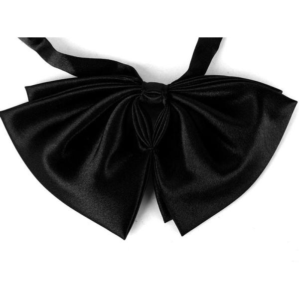 レディースファッション 学生風 光沢感 無地 蝶リボン 蝶タイ#ブラック