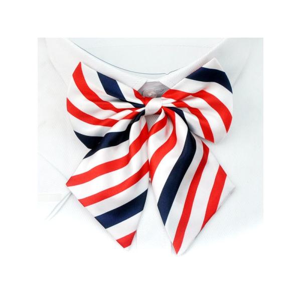 レディースファッション 学生 ビジネス 蝶リボン 蝶タイ#ストライプ柄A