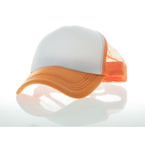アールつば 無地 カジュアル 調節可能 通気性 網目 ベースボールキャップ 野球帽 帽子#橙色×白