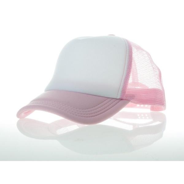 アールつば 無地 カジュアル 調節可能 通気性 網目 ベースボールキャップ 野球帽 帽子#桜色×白