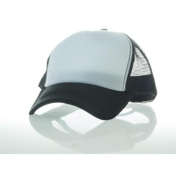 アールつば 無地 カジュアル 調節可能 通気性 網目 ベースボールキャップ 野球帽 帽子#黒×白