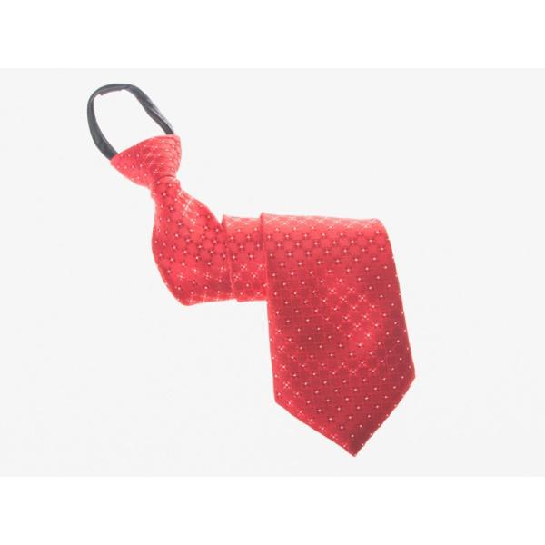 正装 ジッパー式 ワンタッチネクタイ ファスナーネクタイ クイックネクタイ ビジネス系#菱形柄 赤