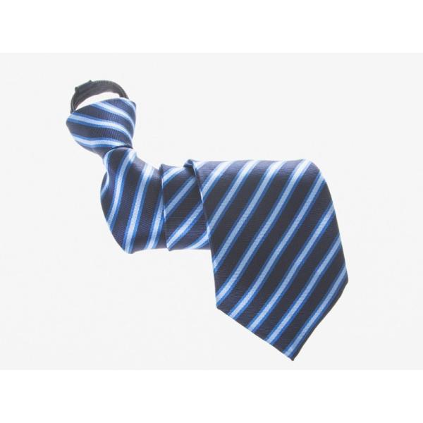 正装 ジッパー式 ワンタッチネクタイ ファスナーネクタイ クイックネクタイ ビジネス系#太い縞柄 青