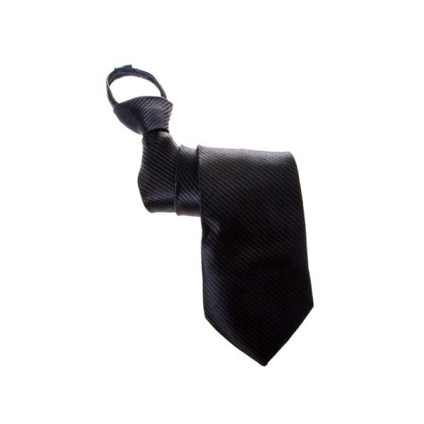 正装 ジッパー式 ワンタッチネクタイ ファスナーネクタイ クイックネクタイ ビジネス系#縞柄 黒
