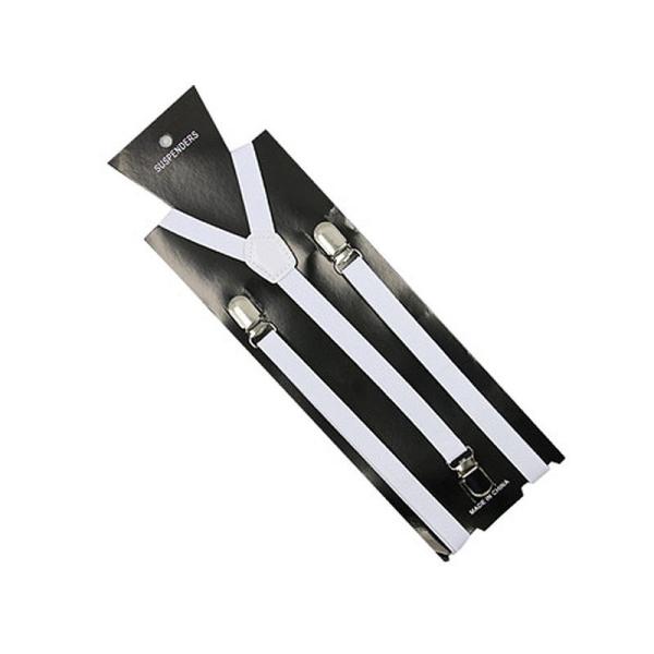 メンズファッション ビジネス 正装 カジュアル 調節可能 Y型サスペンダー 幅1.5cm#ホワイト