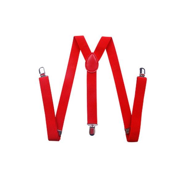メンズファッション ビジネス 正装 カジュアル 調節可能 Y型サスペンダー 幅2.5cm#レッド