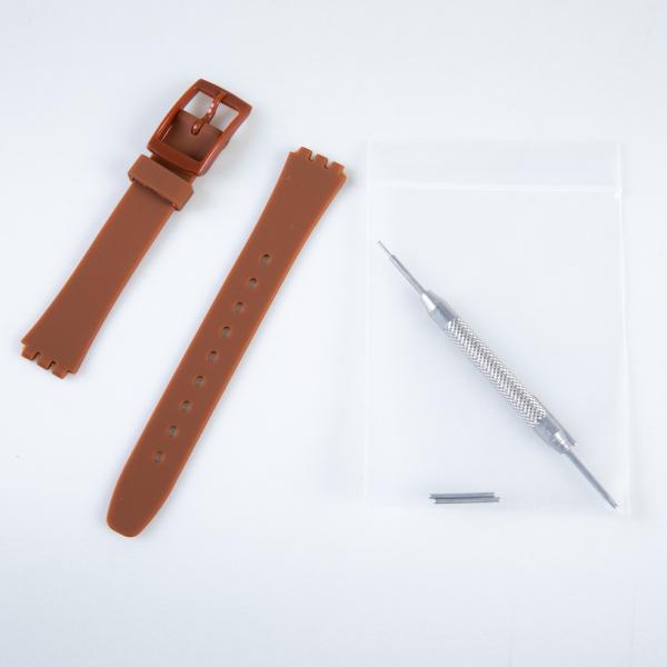 男女兼用 腕時計 交換用 凹凸型 シリコン製 無地 バンド ベルト 幅12MM#ブラウン