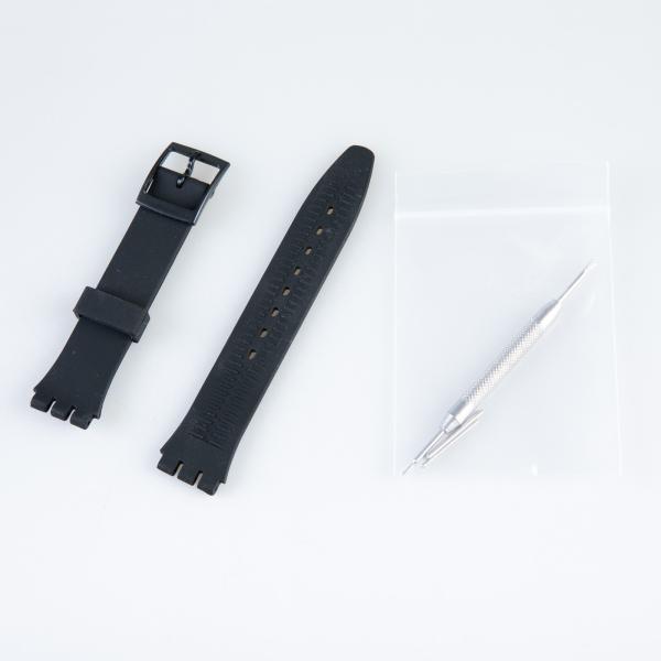 男女兼用 腕時計 交換用 凹凸型 シリコン製 無地 バンド ベルト 幅17MM#ブラック