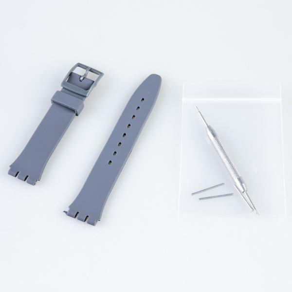 男女兼用 腕時計 交換用 凹凸型 シリコン製 無地 バンド ベルト 幅17MM#グレー