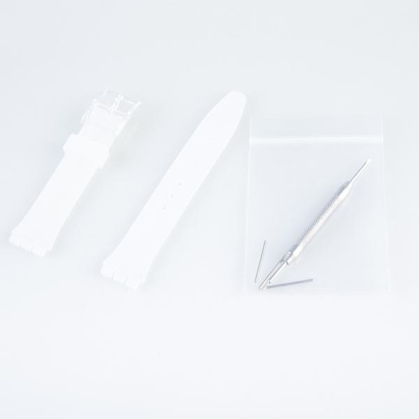 男女兼用 腕時計 交換用 凹凸型 シリコン製 無地 バンド ベルト 幅17MM#半透明