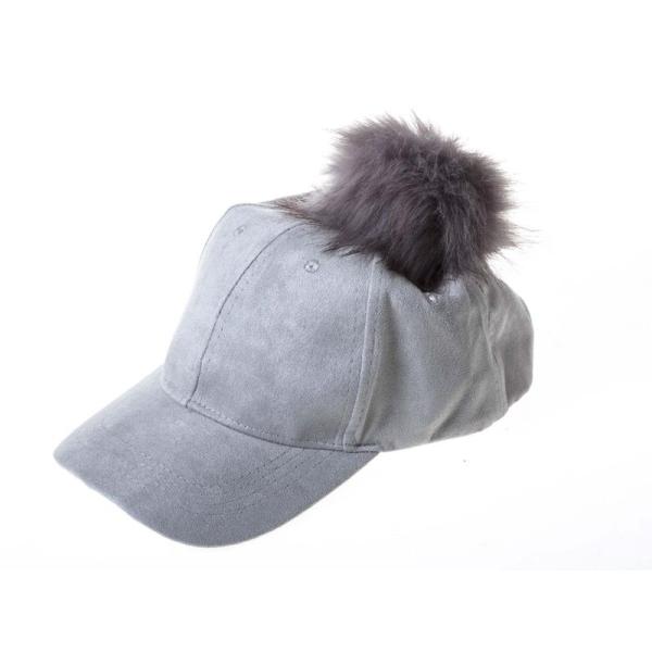 冬 ファッション ボンボン付き 起毛布 無地 カジュアル 調節可能 キャップ 野球帽 帽子#グレー