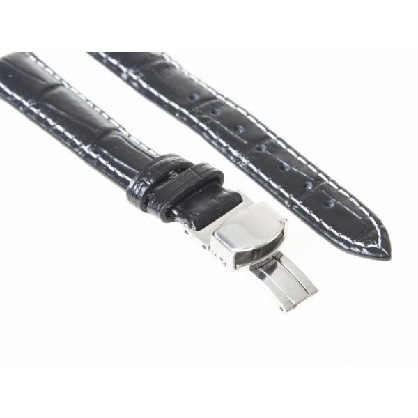 汎用 本革 ワニ革風仕上げ 腕時計 ベルト ブレスレット バンド 交換用#幅20mm ブラック+ホワ...