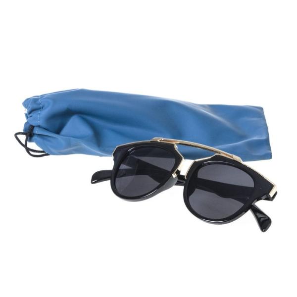 ファッション 子供用サングラス カラーレンズ 伊達メガネ 収納ポーチ付#ブラック