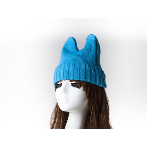 プチデビル ファッション 小悪魔 猫耳 ニット帽 ニットキャップ#エメラルド