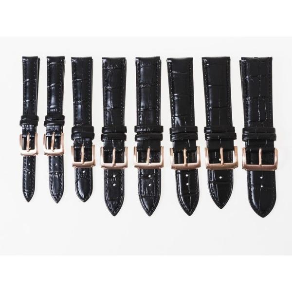 ファッション 男女兼用 腕時計 交換用 本革 ワニ革風仕上げ ベルト バンド 金色尾錠#幅19mm ...