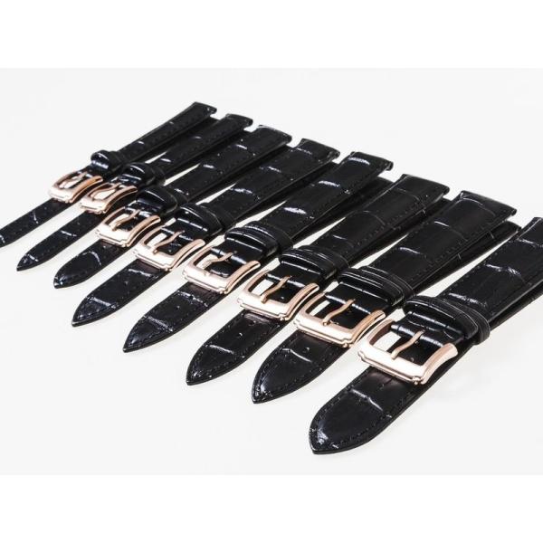 ファッション 男女兼用 腕時計 交換用 本革 ワニ革風仕上げ ベルト バンド 金色尾錠#幅20mm ...