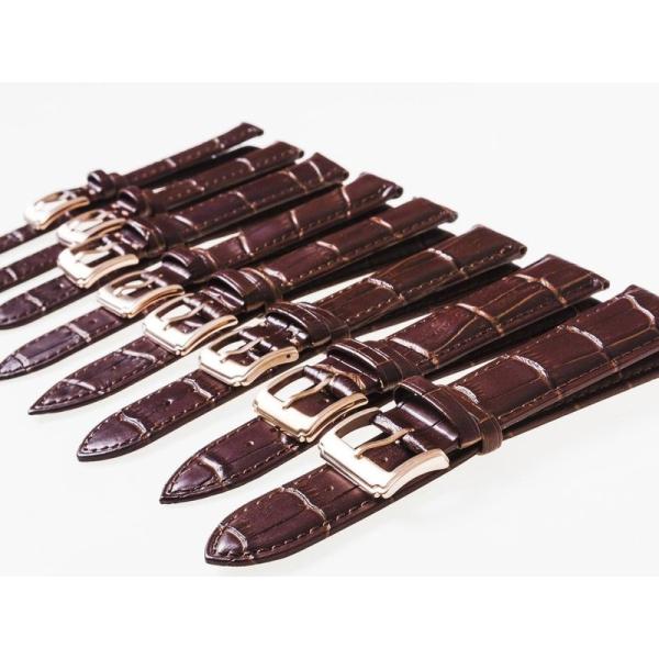 ファッション 男女兼用 腕時計 交換用 本革 ワニ革風仕上げ ベルト バンド 金色尾錠#幅18mm ...