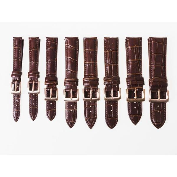 ファッション 男女兼用 腕時計 交換用 本革 ワニ革風仕上げ ベルト バンド 金色尾錠#幅22mm ...