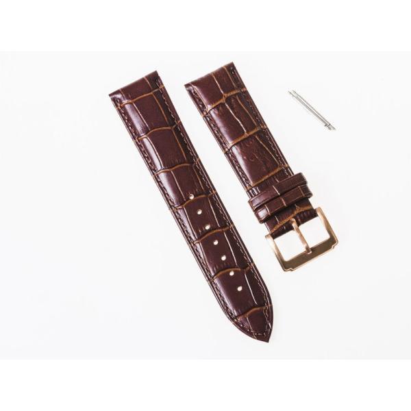 ファッション 男女兼用 腕時計 交換用 本革 ワニ革風仕上げ ベルト バンド 金色尾錠#幅24mm ...