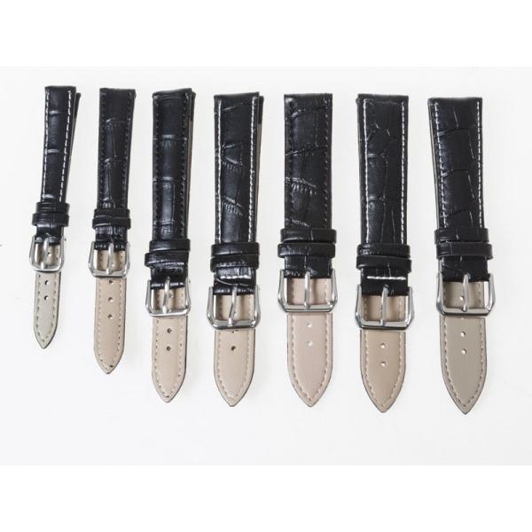 上質感 汎用 本革 ワニ革風 腕時計 ベルト ブレスレット バンド 交換用#幅18MM ブラック