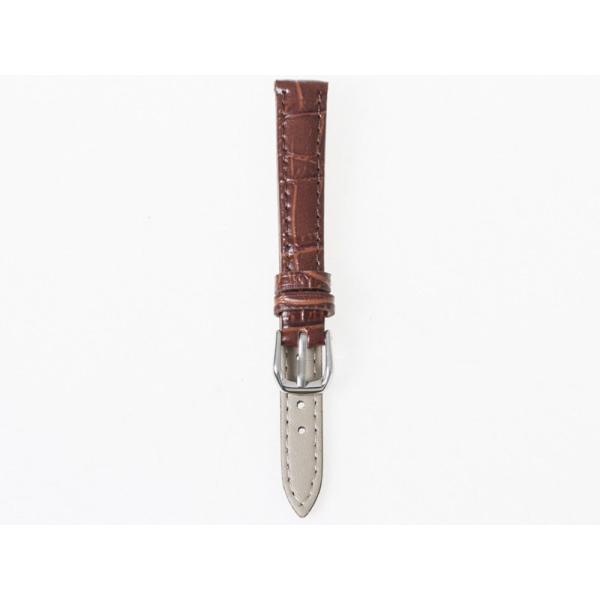 上質感 汎用 本革 ワニ革風 腕時計 ベルト ブレスレット バンド 交換用#幅12mm ブラウン