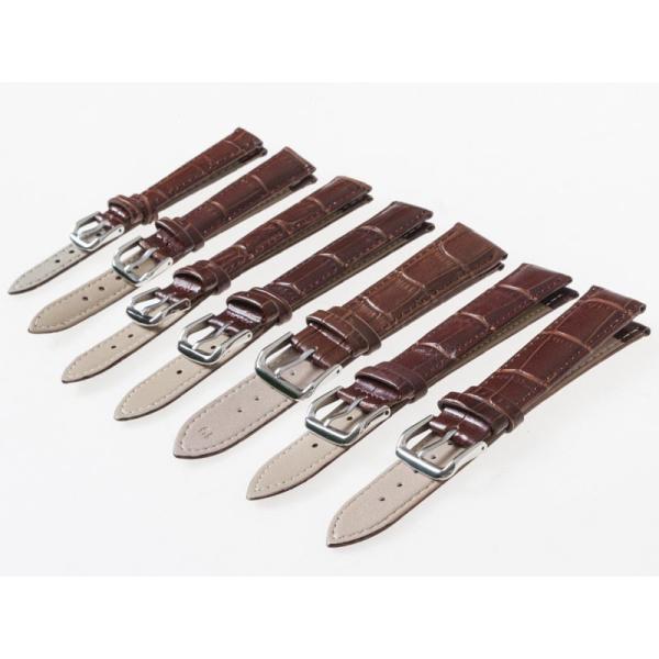 上質感 汎用 本革 ワニ革風 腕時計 ベルト ブレスレット バンド 交換用#幅18mm ブラウン