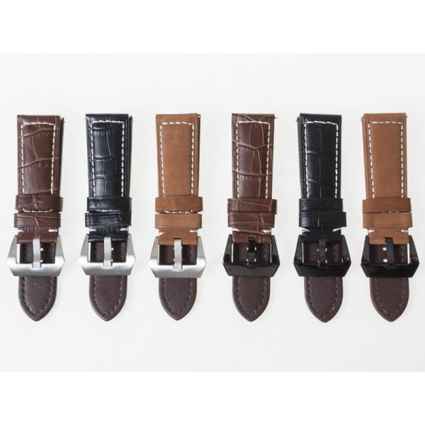 汎用 本革 腕時計 ベルト ブレスレット バンド 交換 シルバーバックル#幅22mm ワニ革風 ブラ...