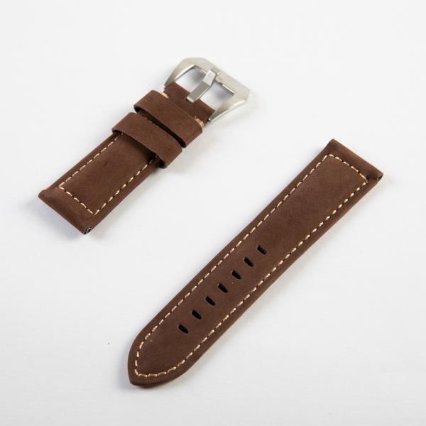 汎用 本革 腕時計 ベルト ブレスレット バンド 交換 シルバーバックル#幅24mm マット#ライト...