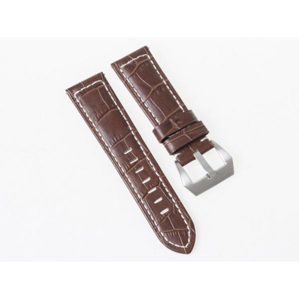 汎用 本革 腕時計 ベルト ブレスレット バンド 交換 シルバーバックル#幅26mm ワニ革風 ブラ...