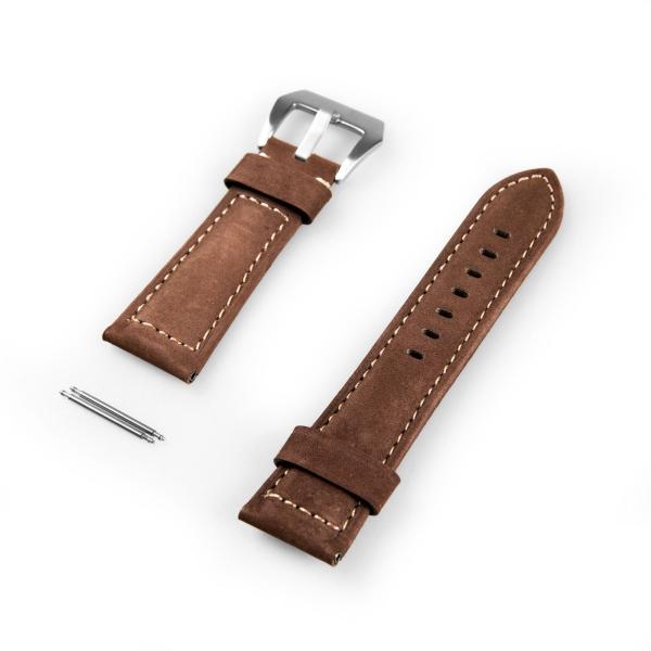 汎用 本革 腕時計 ベルト ブレスレット バンド 交換 シルバーバックル#幅26MM マット#ライト...