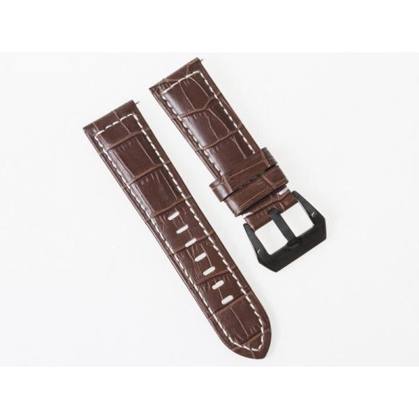 汎用 本革 腕時計 ベルト ブレスレット バンド 交換 ブラックバックル#幅26mm ワニ革風 ブラ...