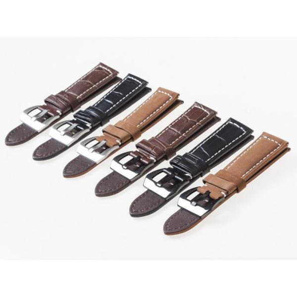 汎用 本革 腕時計 ベルト ブレスレット バンド 交換 ブラックバックル#幅26mm マット#ライト...