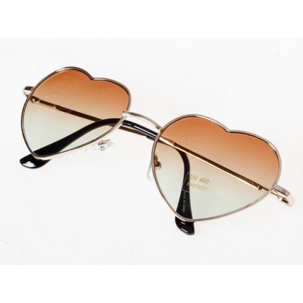 男女兼用 ファッション小物 ハート型フレーム サングラス パーティー コスプレなど#ブラウン