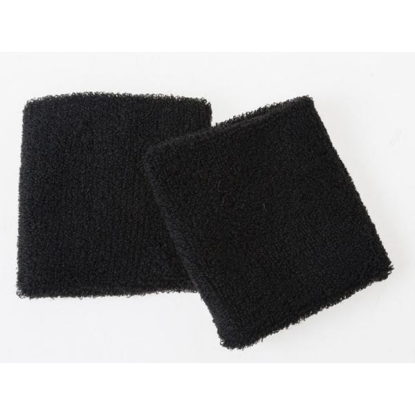 シンプル 無地 コットン スポーツ リストバンド 8*8CM 2個入り#ブラック