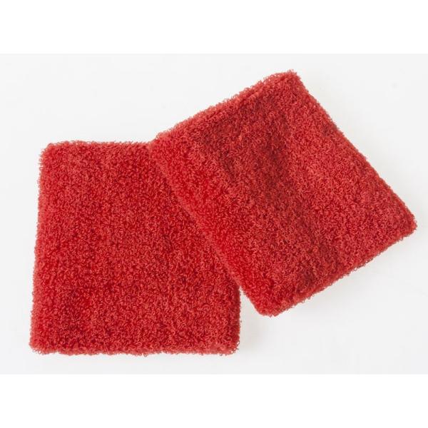 シンプル 無地 コットン スポーツ リストバンド 8*8cm 2個入り#レッド