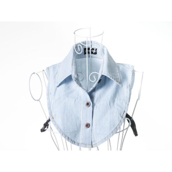 ファッション フェイクシャツ つけ襟 角襟 デニム風#XLサイズ ライトブルー